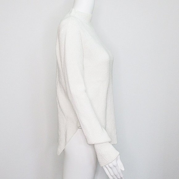 Zara Knit Funnel Neck Ribbed Sweater Angled Hem Small - Picture 3 of 6